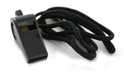 Black Plastic Whistle with Lanyard