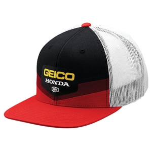 100% 2018 Geico/Honda Gunner Trucker Hat - Red