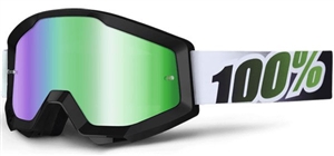 100% - Strata Mirror Lens Goggle- Black/Lime w/ Mirror Green Lens