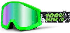 100% - Strata Mirror Lens Goggle- Crafty Lime w/ Mirror Green Lens