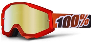 100% - Strata Mirror Lens Goggle- Fire Red w/ Mirror Red Lens