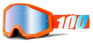 100% - Strata Mirror Lens Goggle- Orange w/ Blue Mirror Lens