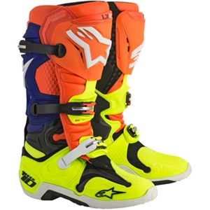 Alpinestars 2018 Tech 10 Vented Boots - Orange/Blue/Yellow