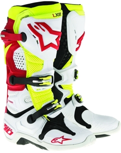 Alpinestars 2018 Tech 10 Vented Boots - White/Red/Yellow