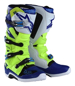 Alpinestars 2018 Tech 7 Troy Lee Designs Limited Edition Boots - Yellow Fluorescent/Blue/White