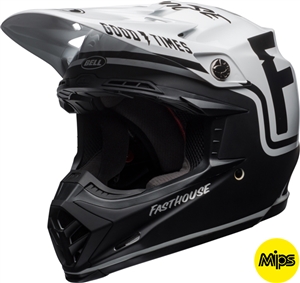 Bell 2018 Moto-9 MIPS Fasthouse Full Face Helmet - Gloss Matte Black/White