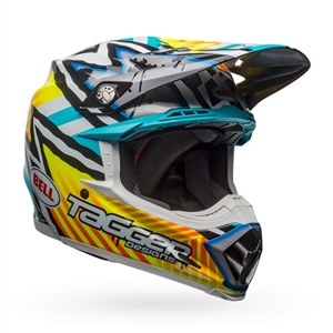 Bell 2018 Moto-9 MIPS Tagger Asymmetric Full Face Helmet - Gloss Yellow/Blue/White