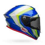 Bell 2017 Race Star Full Face Helmet - Gloss White/Hi-Viz Green/Blue Sector