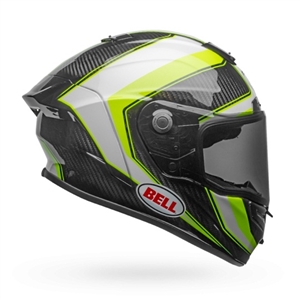 Bell 2017 Race Star Full Face Helmet - Gloss White/Hi-Viz Green Sector