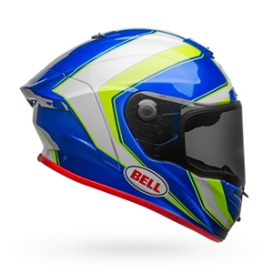 Bell 2017 Race Star Flex Full Face Helmet - Gloss White/Hi-Viz Green/Blue Sector