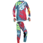 Fly Racing - 2017 Youth Kinetic Relapse Combo- Red/Teal/Hi-Vis