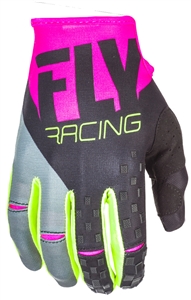 Fly Racing 2017 MTB Youth Kinetic Gloves - Neon Pink/Black/Hi-Vis