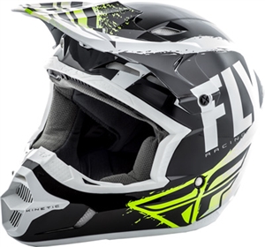 Fly Racing 2018 Youth Kinetic Burnish Full Face Helmet - Black/White/Hi-Vis