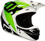 Fox Racing 2018 V1 Race Full Face Helmet - White/Black/Green