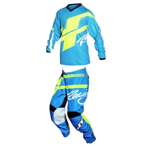 JT Racing 2018 Youth Flex Hi-Lo Combo Jersey Pant - Cyan/Neon Yellow