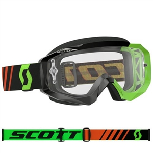 Scott - Hustle MX Clear Lens Goggle- Black/Fluo Green