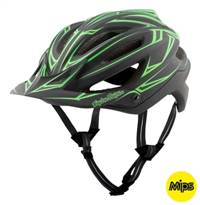Troy Lee Designs 2017 MTB A2 MIPS Pinstripe Helmet - Black/Green