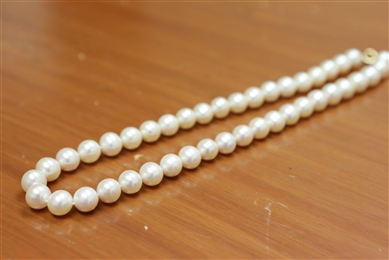 Necklace - Premium Quality 10mm Pinkish White