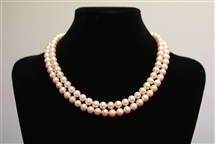 Necklace - Double Strand Pink 7 mm