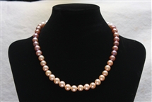 Pearl Necklace - White, Peach, & Pink in Thirds - 9 mm