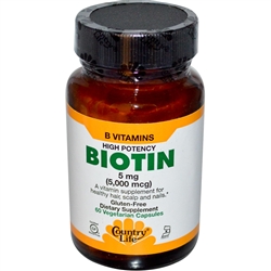 Biotin Gluten Free High Potency 5 mg (60 veggie caps)
