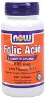 Folic Acid 800mcg + B-12 25mcg - Vegetarian 250 Tabs