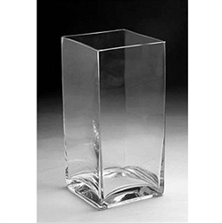 Glass Rectangular Vase,  12" x 6"