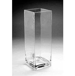 Glass Rectangular Vase,  16" x 6"