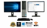 Dell Desktop PC Computer Core i3 8GB RAM DUAL 22" LCD Monitor Windows 10 Pro