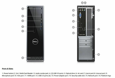 Dell Inspiron 3252 Desktop Computer 4GB 500GB DVDRW WiFi BT Windows 10 PC