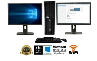 hp or Dell Desktop PC Computer Dual Core 4GB RAM DUAL 19" LCDs WiFi Windows 10