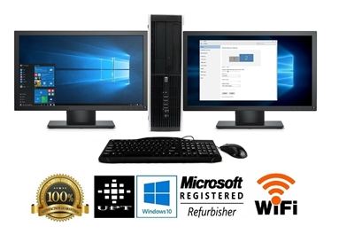 hp Desktop PC Computer Dual Core 500GB, 4GB DUAL 19" Wide LCDs WiFi Windows 10