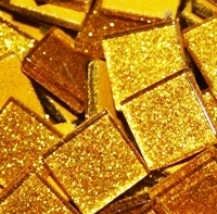 Glitter Tiles..3/4"..Bright Gold Confetti