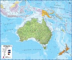 Australasia, Political, laminated by Maps International Ltd.