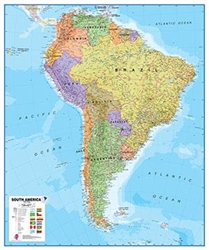 South America, Political, laminated by Maps International Ltd.