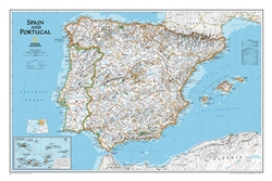Spain and Portugal Classic Wall Map (33 x 22 inches) by National Geographic Maps [no longer available]