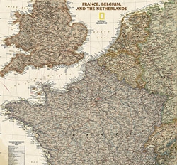 France, Belgium, and The Netherlands Executive Wall Map (23 x 30 inches) by National Geographic Maps [no longer available]