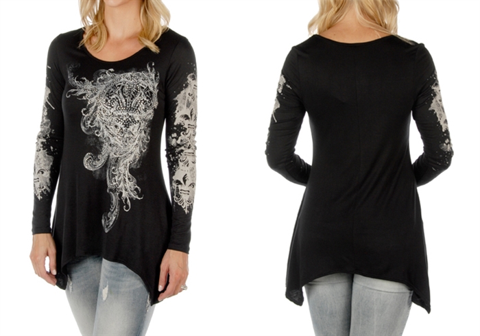 Women's Long Sleeve Fleur De Lis Sharktail