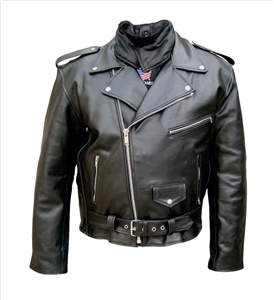 Men's Basic M.C. jacket with zipout lining & Neck warmer (Split Cowhide)