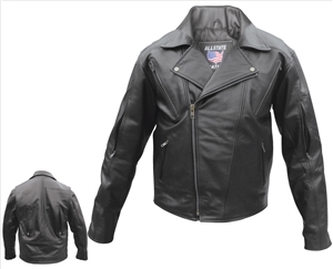 Men's Motorcycle jacket with vented front, back, & sleeves. Zipout liner Buffalo hide
