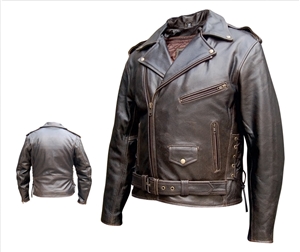 Men's Retro Brown M.C. jacket with zipout liner & side lace (Buffalo)