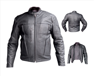 Men's Riding jacket with vented front & back zipout liner Naked Buffalo hide