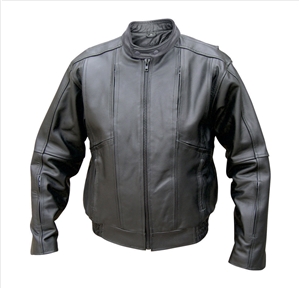 Men's Touring Bomber jacket Vented front, back, & sleeves. Elastic waist, zipout liner, Euro collar & black Hardware.(Cowhide)