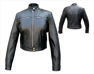 Ladies Riding jacket two chest zippered pockets silver hardware (Lambskin)