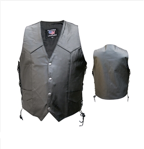 Men's Basic Side Laced vest with leather lined Gun Pockets & Single Panel Back (Buffalo)