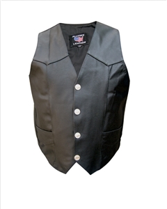 Men's Basic Plain Sides vest with Buffalo Snaps (Split Cowhide)