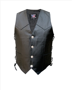 Men's Basic Side Laced vest with Buffalo Snaps (Split Cowhide)