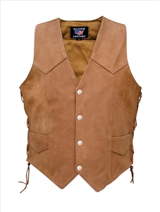 Men's Basic Side Laced vest Brown Single panel back (Buffalo)