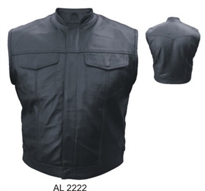 Men's Leather Vest in Denim style with Gun pockets & Gun Holster (Buffalo)