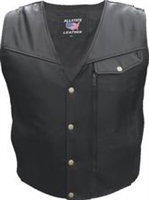 Men's Vest with thin braid trim & lots of pockets Naked Leather